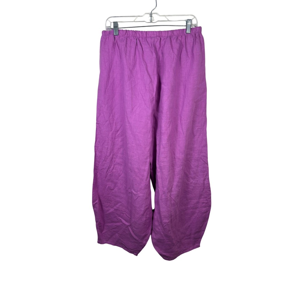 Bryn Walker Oliver Pant Women Large Digitalis Purple NWT Linen Lantern Lagenlook